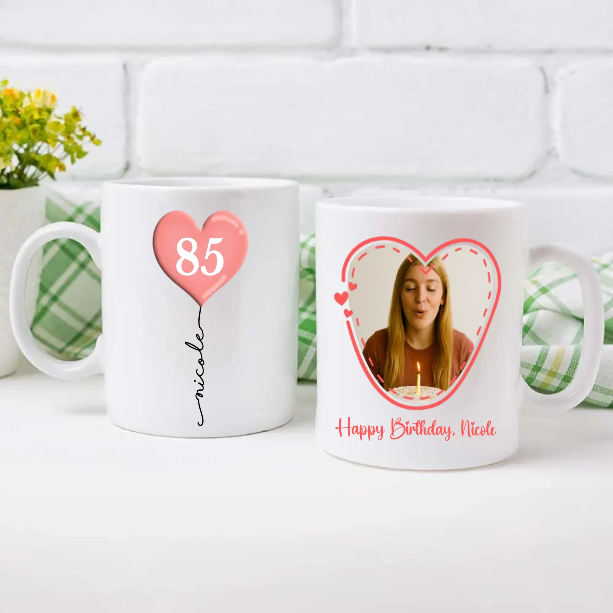 Personalized Birthday Mug – Custom Heart Balloon & Photo Cup Gift - 89Prints