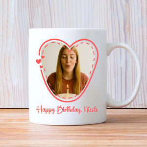 Personalized Birthday Mug – Custom Heart Balloon & Photo Cup Gift - 89Prints