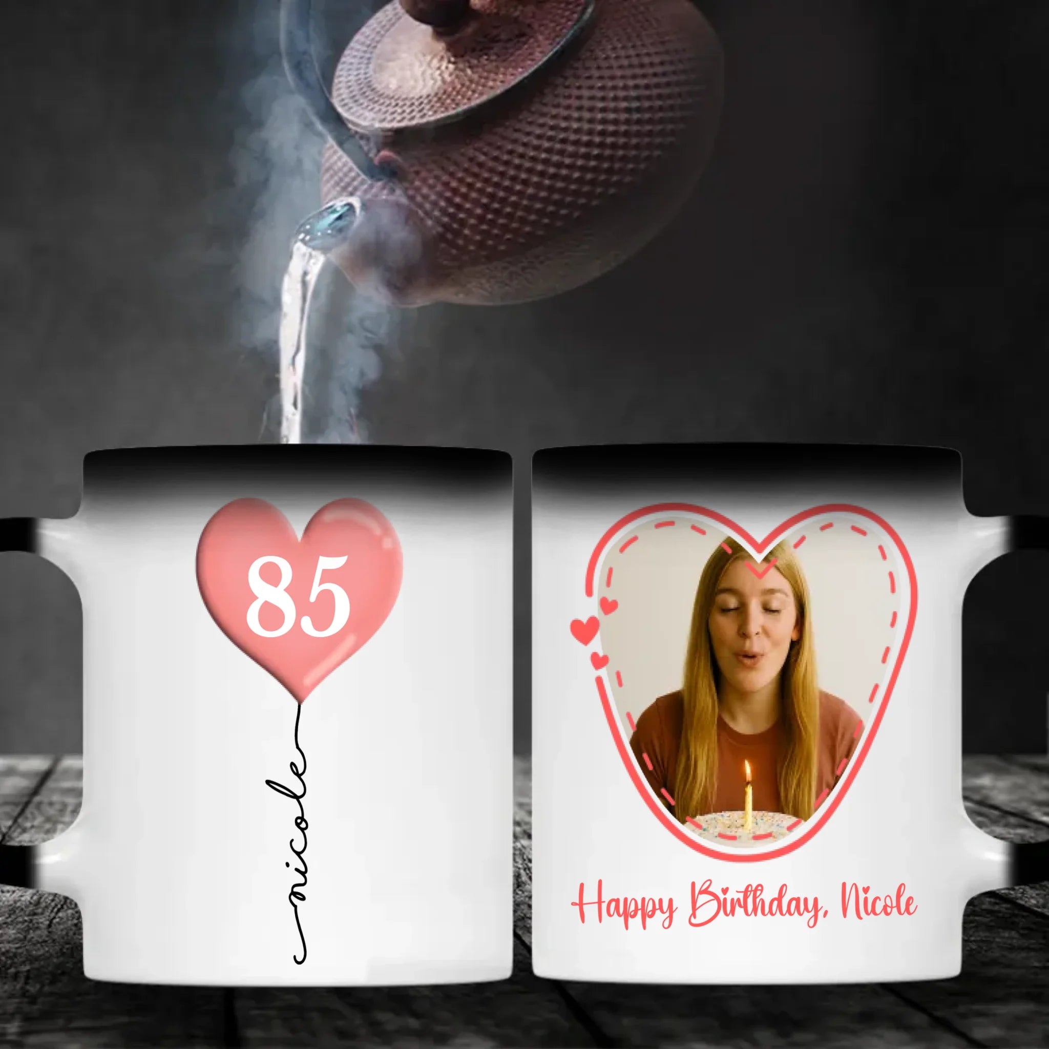 Personalized Birthday Mug – Custom Heart Balloon & Photo Cup Gift - 89Prints