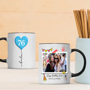 Personalized 76th Birthday Mug – Custom Photo Gift with Heart Balloon Design - 89Prints