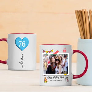 Personalized 76th Birthday Mug – Custom Photo Gift with Heart Balloon Design - 89Prints