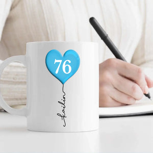 Personalized 76th Birthday Mug – Custom Photo Gift with Heart Balloon Design - 89Prints