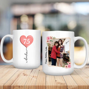 Personalized 75th Birthday Mug – Custom Photo Gift for 75 Year Old Mom or Dad - 89Prints