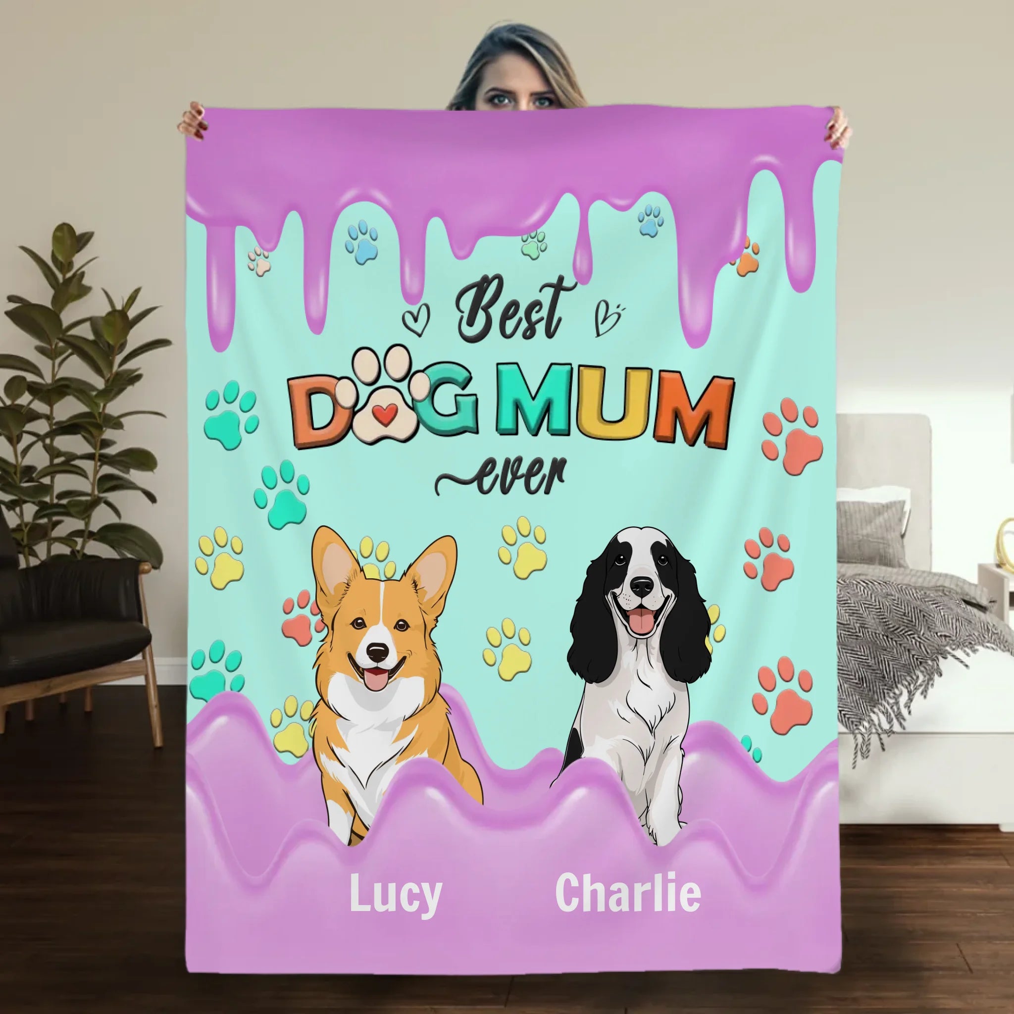 Personalized Blanket for Dog Moms – Paws, Love & Snuggles - 89Prints