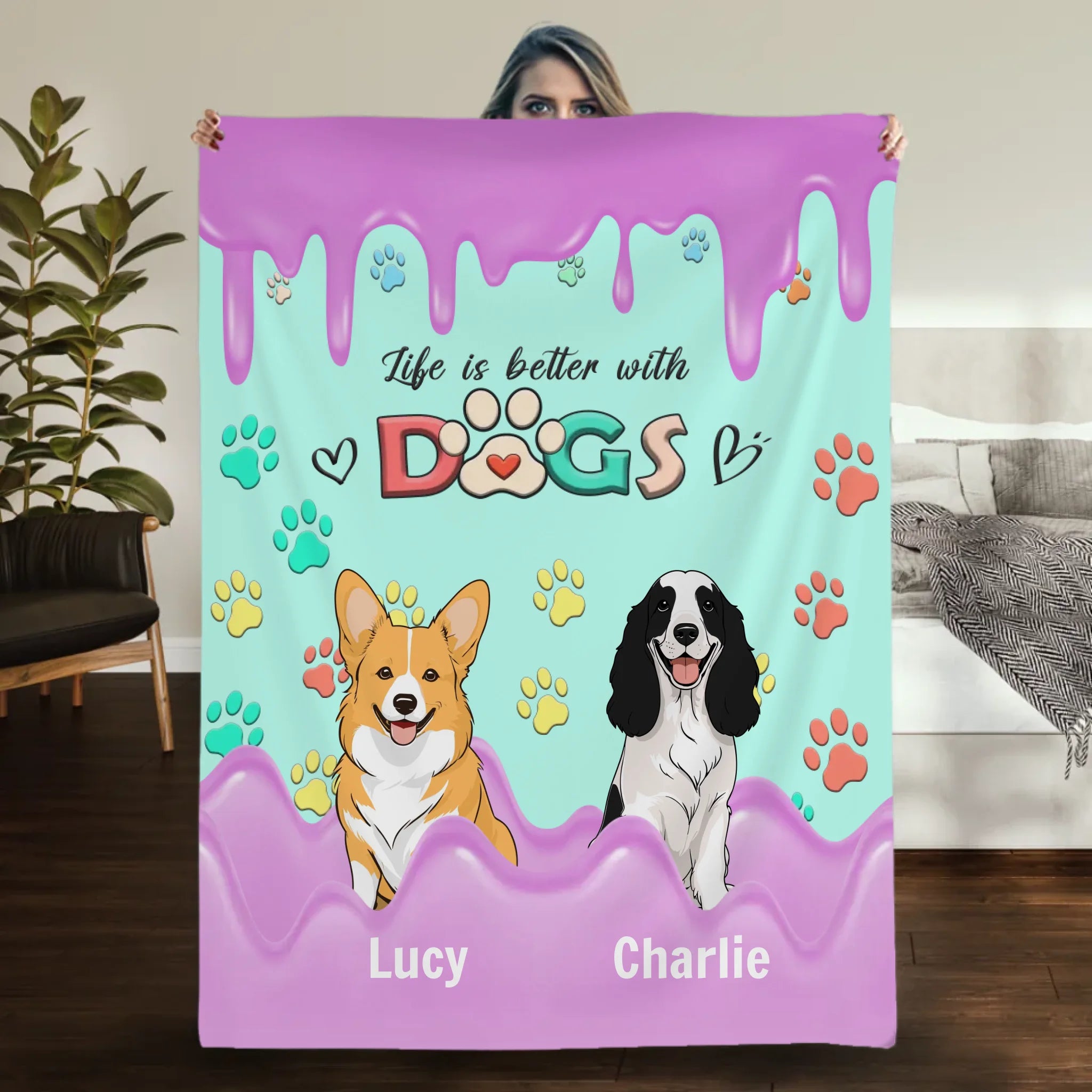Personalized Blanket – Because Life’s Just Better with Dogs - 89Prints