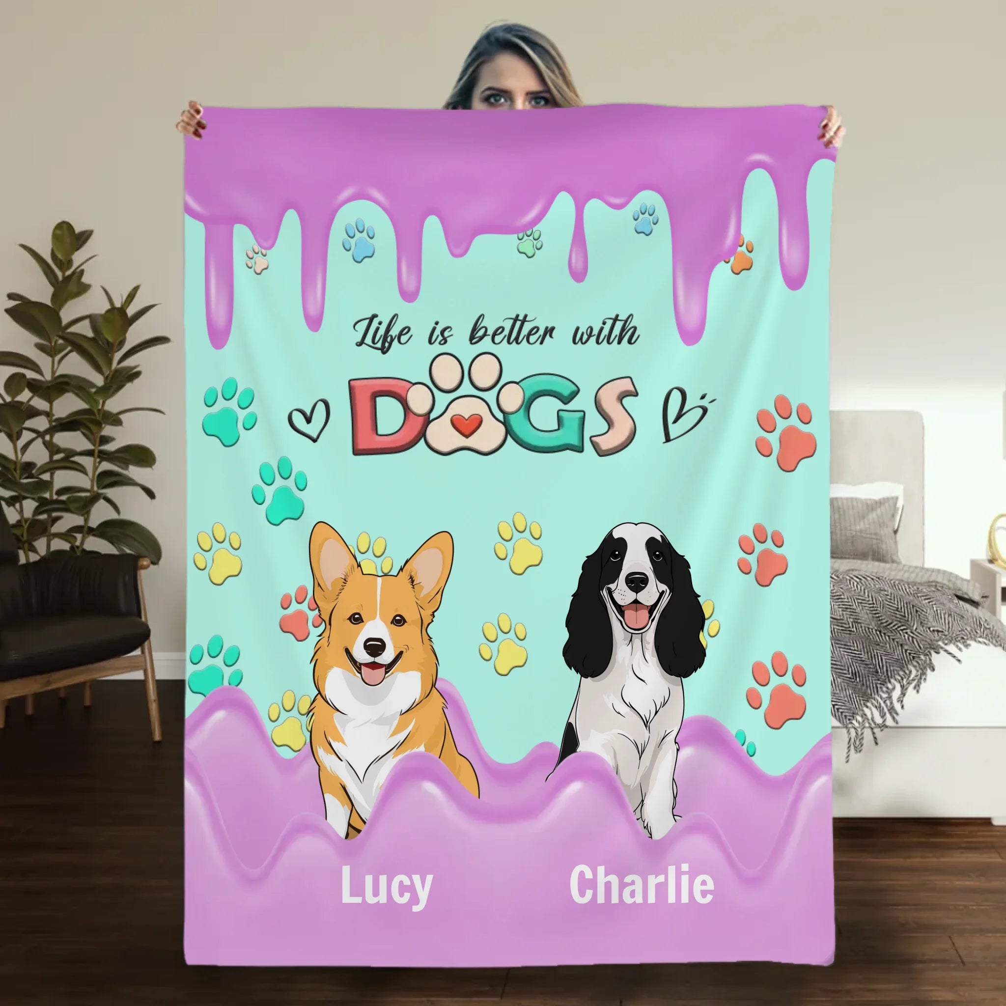 Personalized Blanket – Because Life’s Just Better with Dogs - 89Prints
