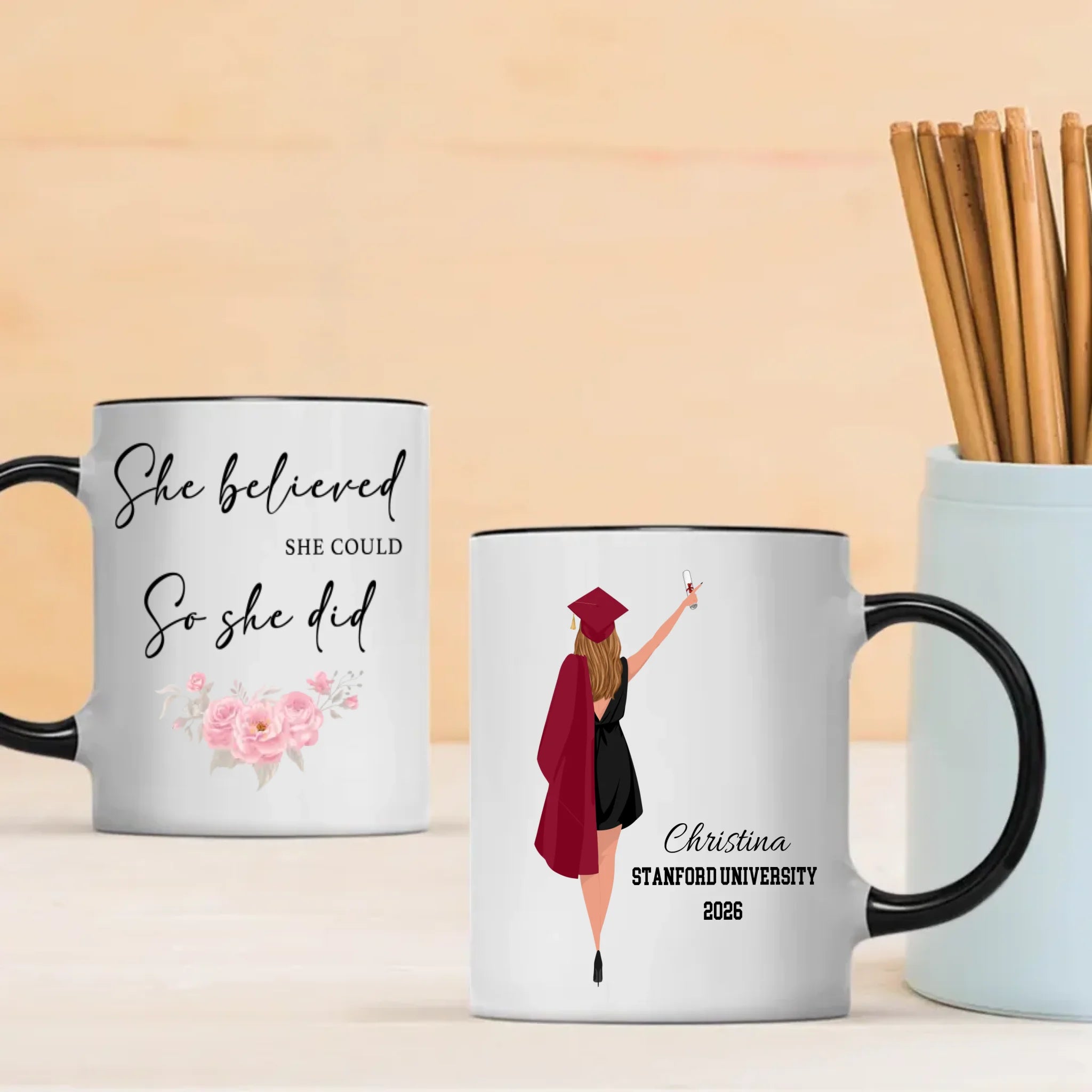 Personalized Graduation Mug – Custom Gift with Heartfelt Message of Good Luck | 89Prints
