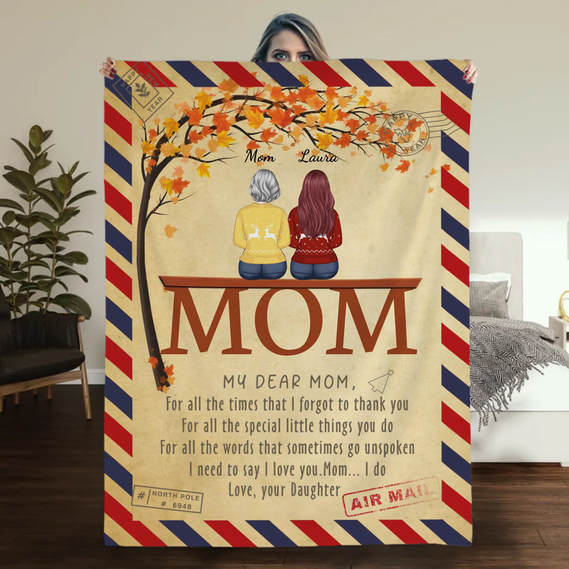Personalized Memorial Blanket – My Dear Mom Tribute with Custom Name - 89Prints