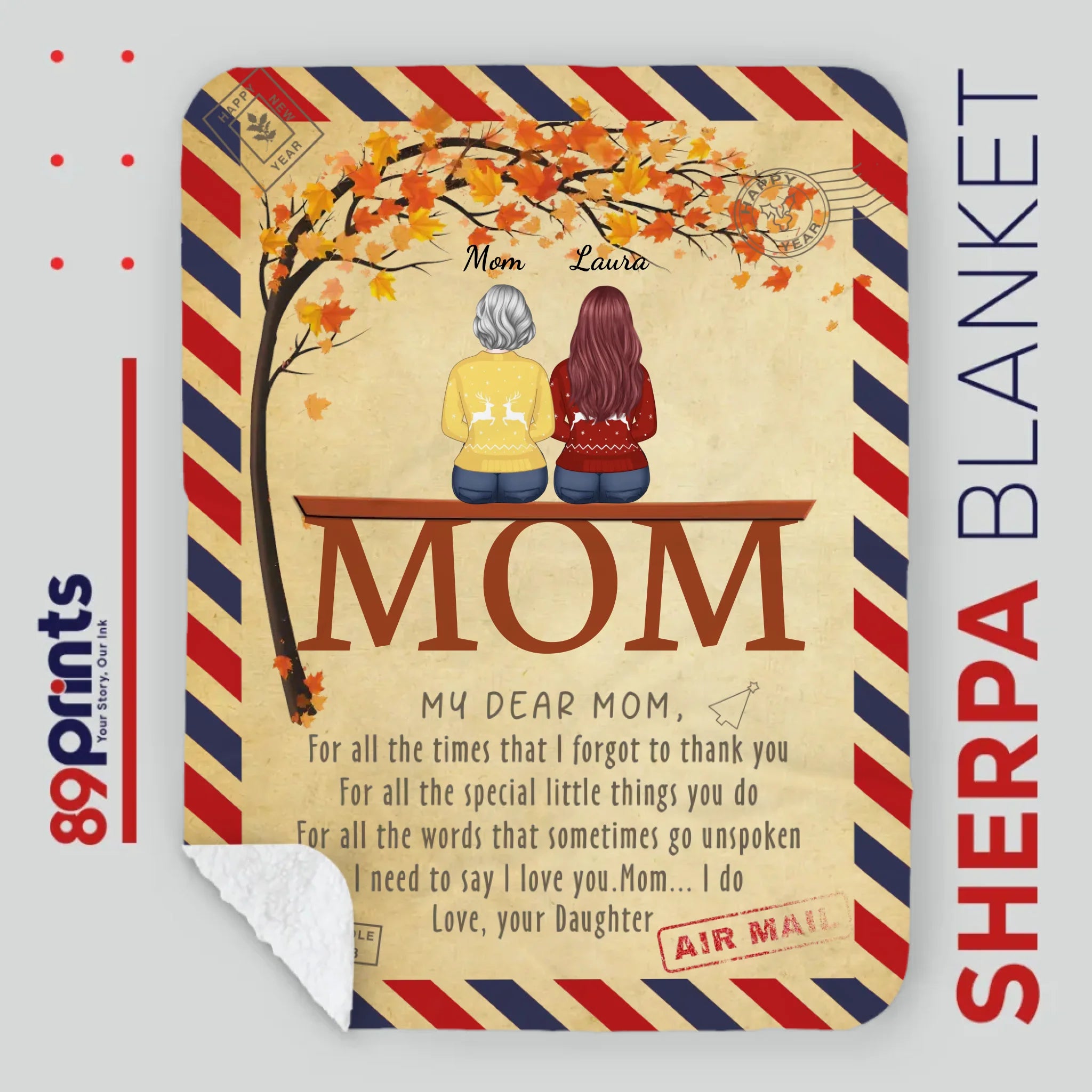 Personalized Memorial Blanket – My Dear Mom Tribute with Custom Name - 89Prints
