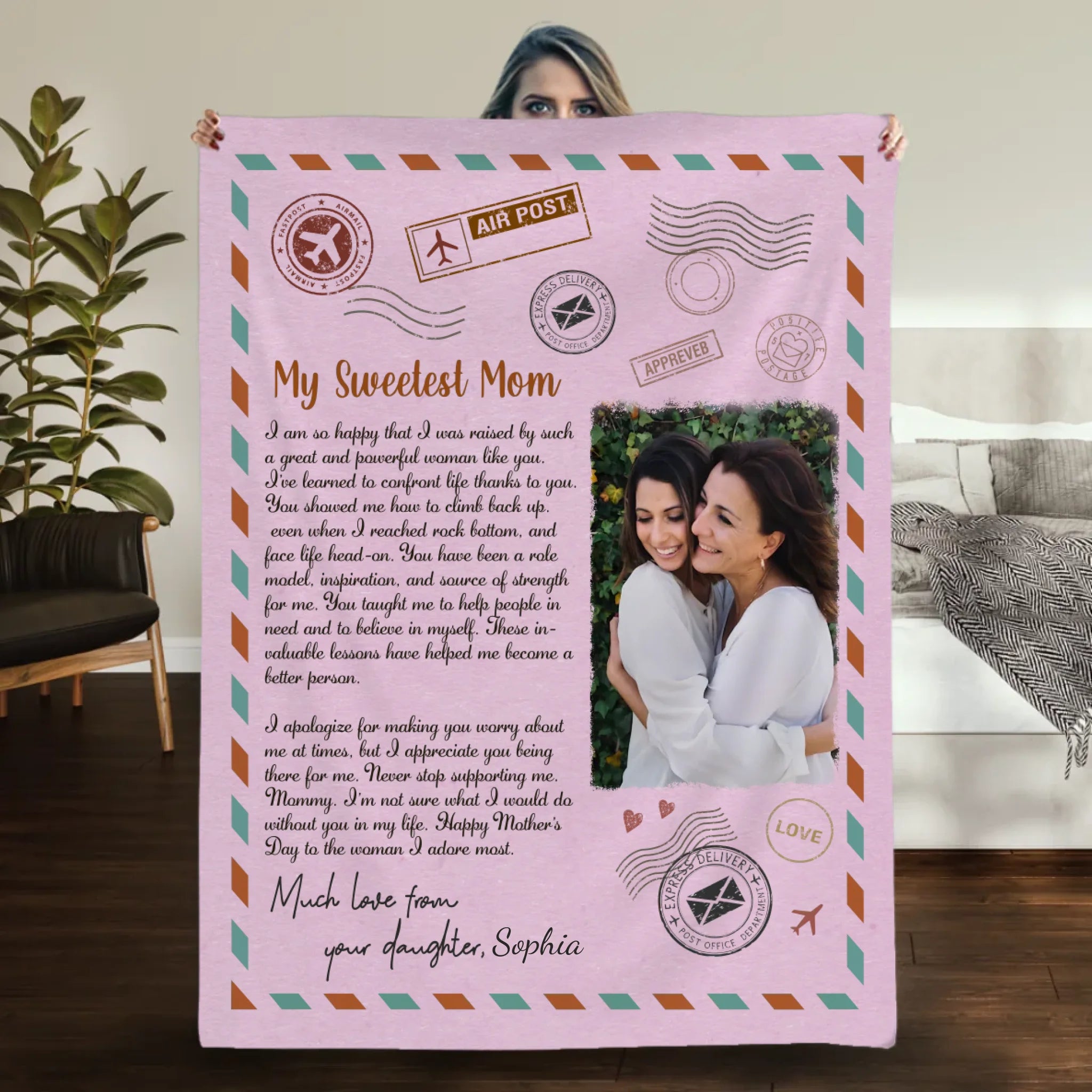 Personalized Memorial Blanket – My Sweetest Mom with Custom Photo & Name - 89Prints