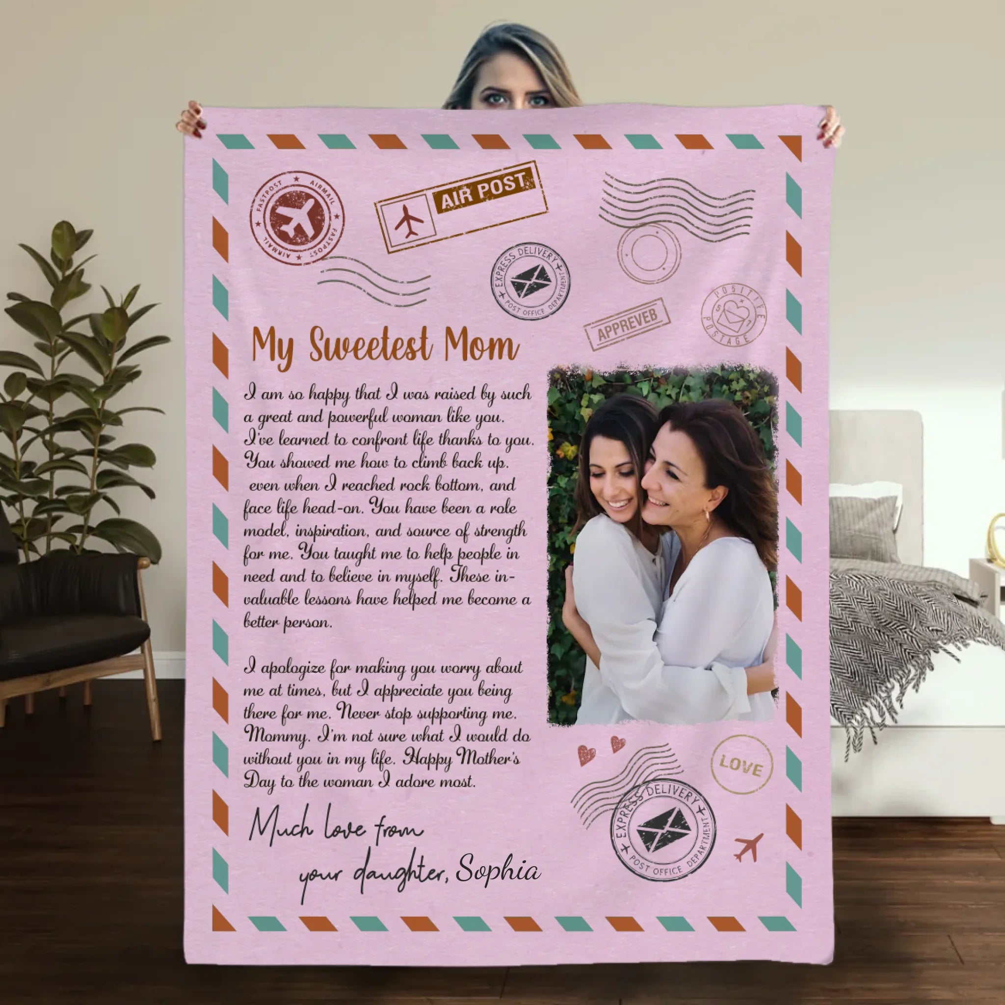 Personalized Memorial Blanket – My Sweetest Mom with Custom Photo & Name - 89Prints