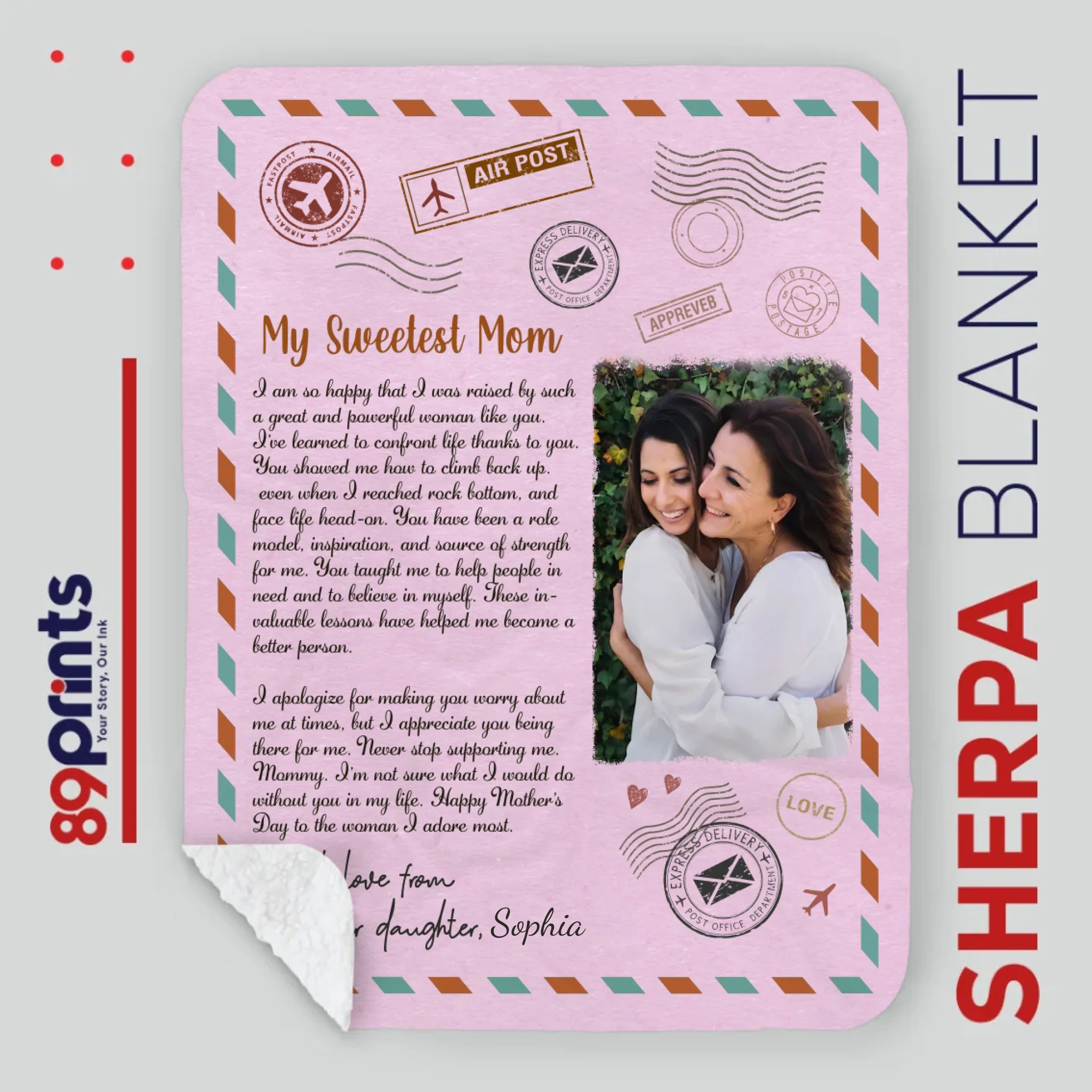 Personalized Memorial Blanket – My Sweetest Mom with Custom Photo & Name - 89Prints