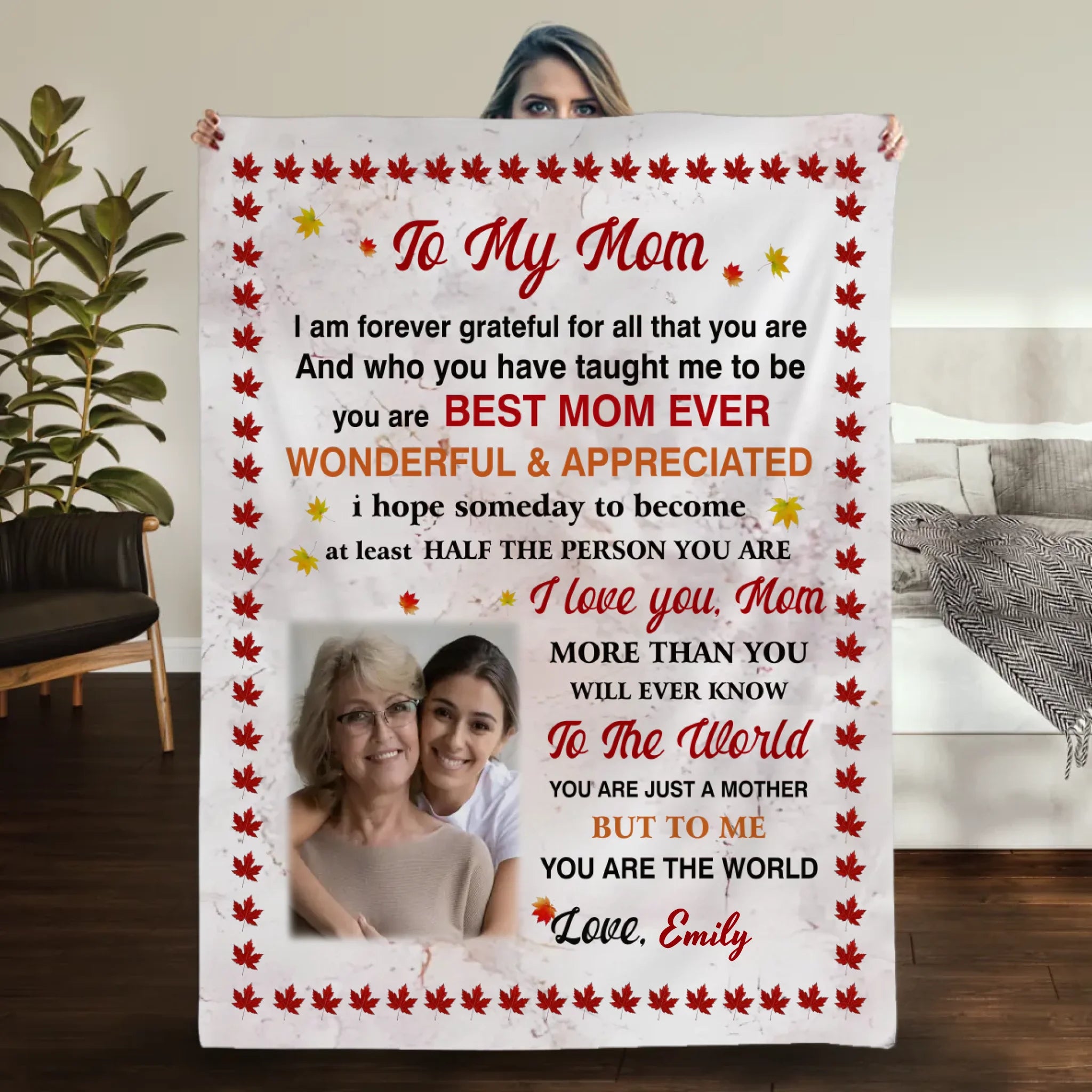 Personalized Blanket – Customizable with Photo and Name to My Mom - 89Prints