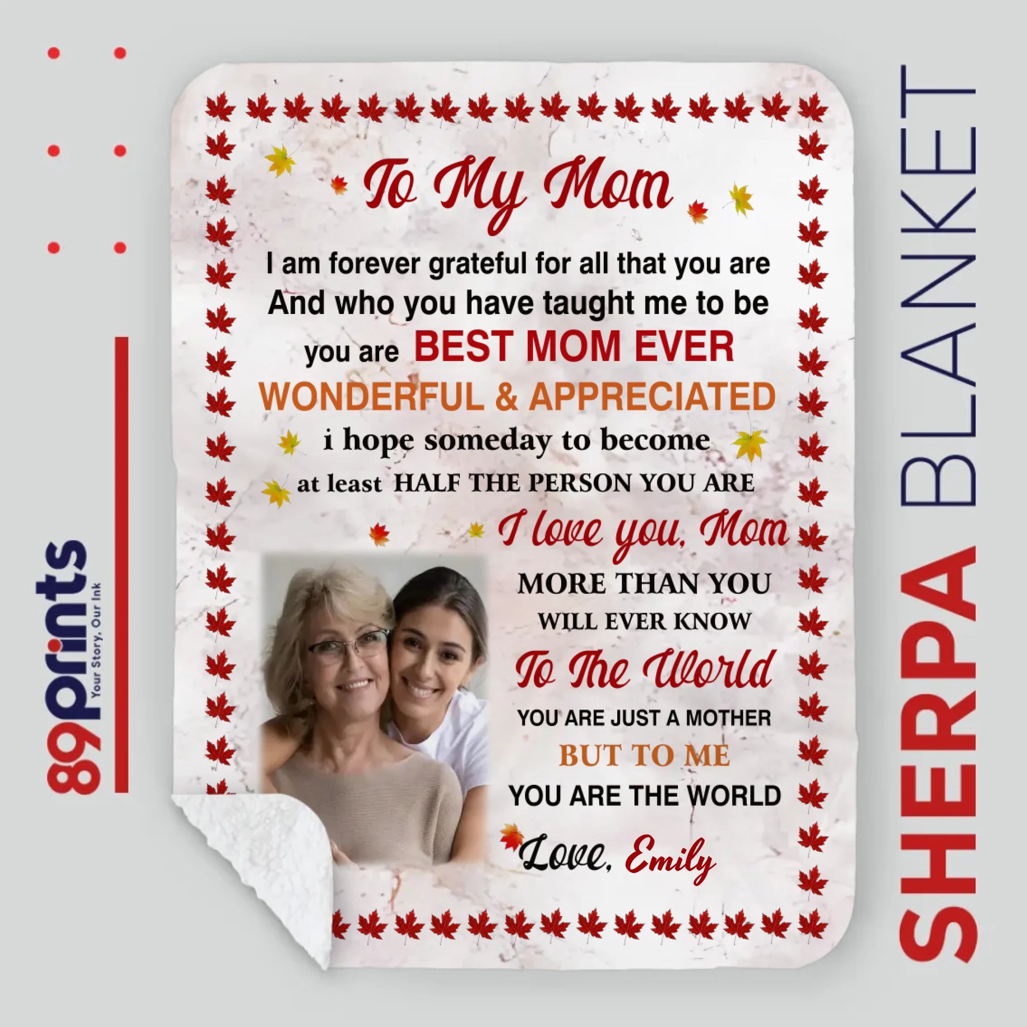 Personalized Blanket – Customizable with Photo and Name to My Mom - 89Prints