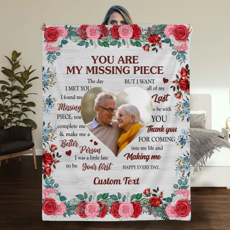 Personalized Husband & Wife Blanket – “You Are My Missing Piece” with Names - 89Prints