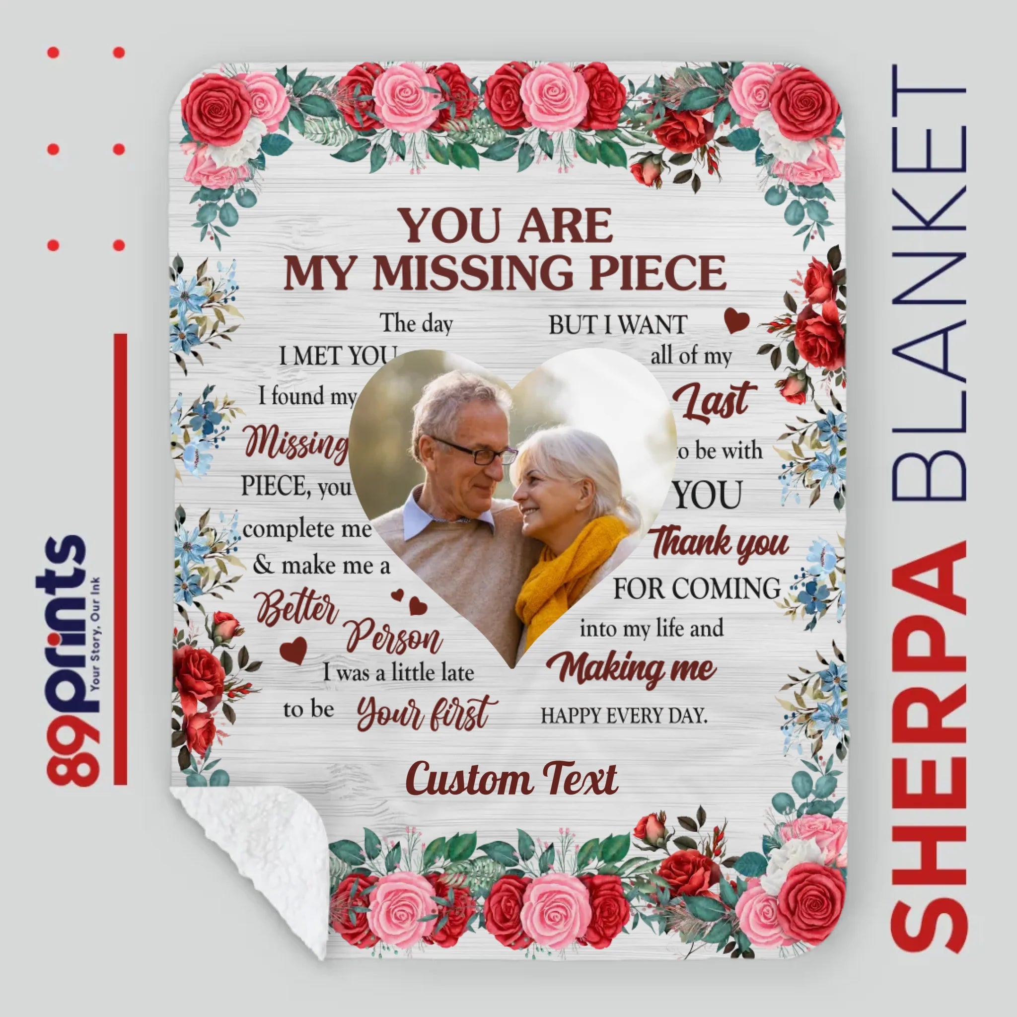 Personalized Husband & Wife Blanket – “You Are My Missing Piece” with Names - 89Prints