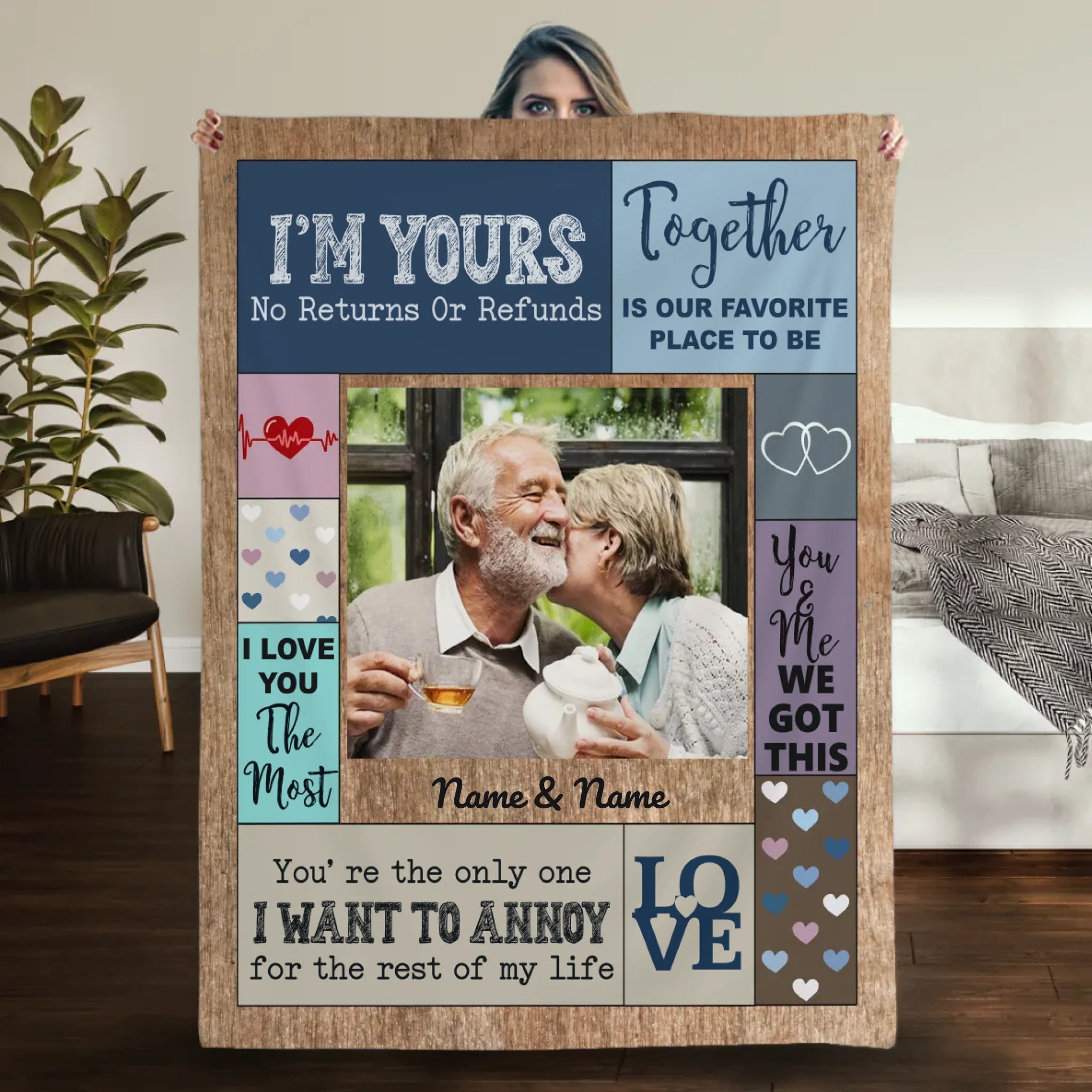 Personalized Husband & Wife Blanket – Together is Our Favorite Place to Be - 89Prints