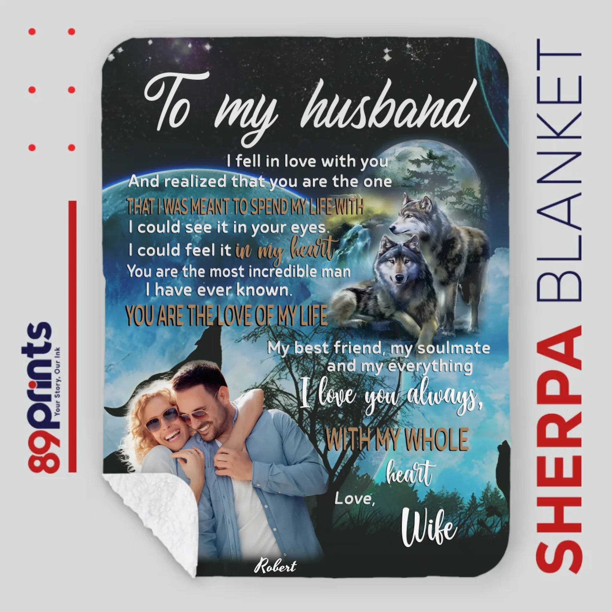 To My Husband – Custom Blanket with Name & Loving Words - 89Prints