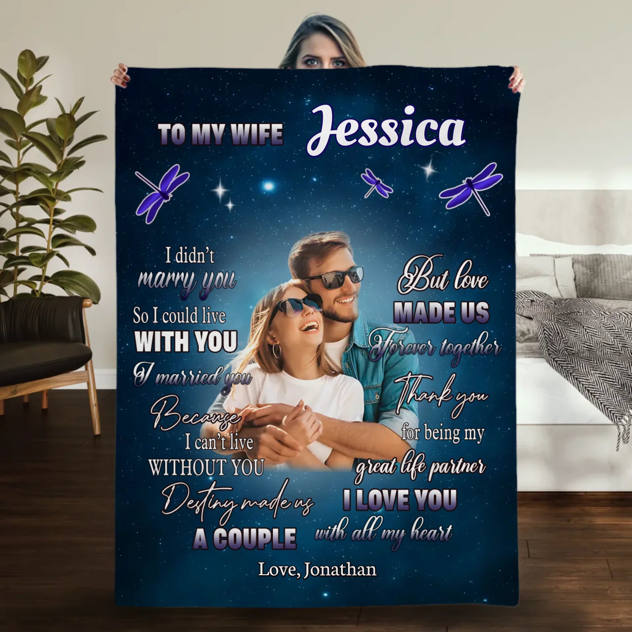 To My Beloved Wife – Personalized Blanket with Name & Message - 89Prints