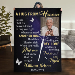 Personalized Hug from Heaven Memorial Blanket – Custom Photo & Name - 89Prints
