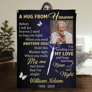 Personalized Hug from Heaven Memorial Blanket – Custom Photo & Name - 89Prints