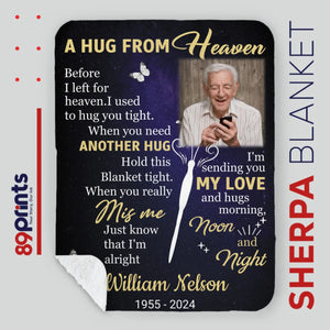 Personalized Hug from Heaven Memorial Blanket – Custom Photo & Name - 89Prints