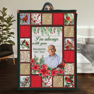 Personalized Cardinal Memorial Blanket – “I’m Always With You” Custom Photo Remembrance Gift - 89Prints