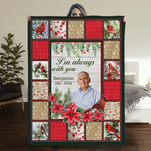 Personalized Cardinal Memorial Blanket – “I’m Always With You” Custom Photo Remembrance Gift - 89Prints