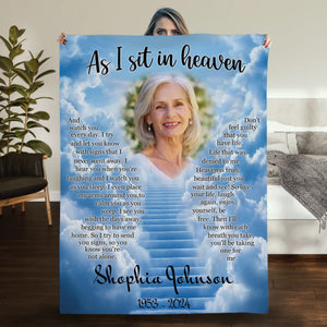Personalized “As I Sit In Heaven” Memorial Blanket – With Photo & Name - 89Prints