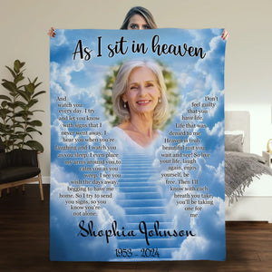 Personalized “As I Sit In Heaven” Memorial Blanket – With Photo & Name - 89Prints