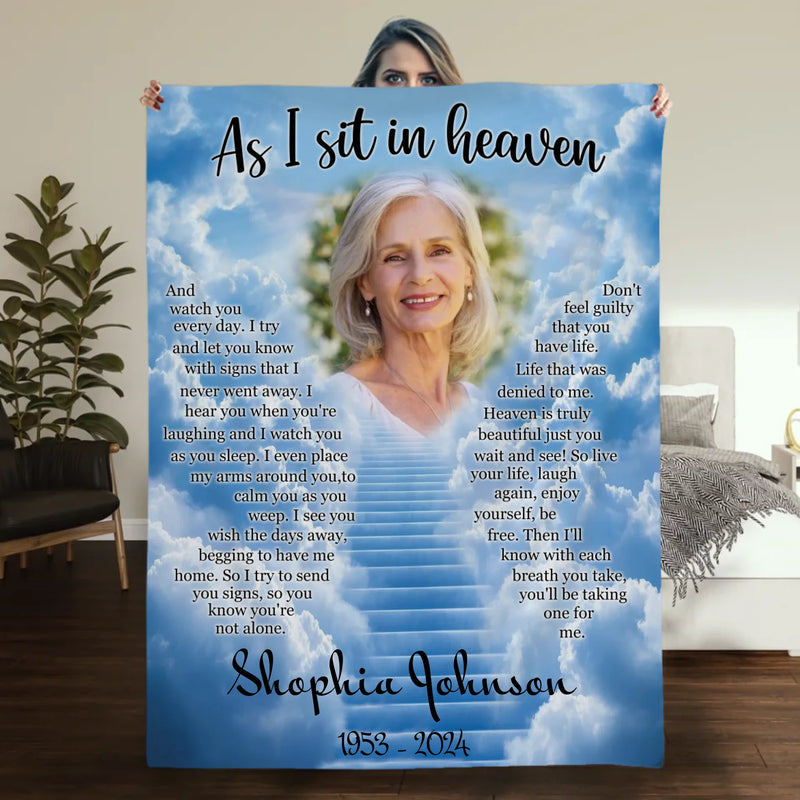 Personalized “As I Sit In Heaven” Memorial Blanket – With Photo & Name - 89Prints
