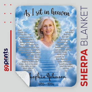 Personalized “As I Sit In Heaven” Memorial Blanket – With Photo & Name - 89Prints
