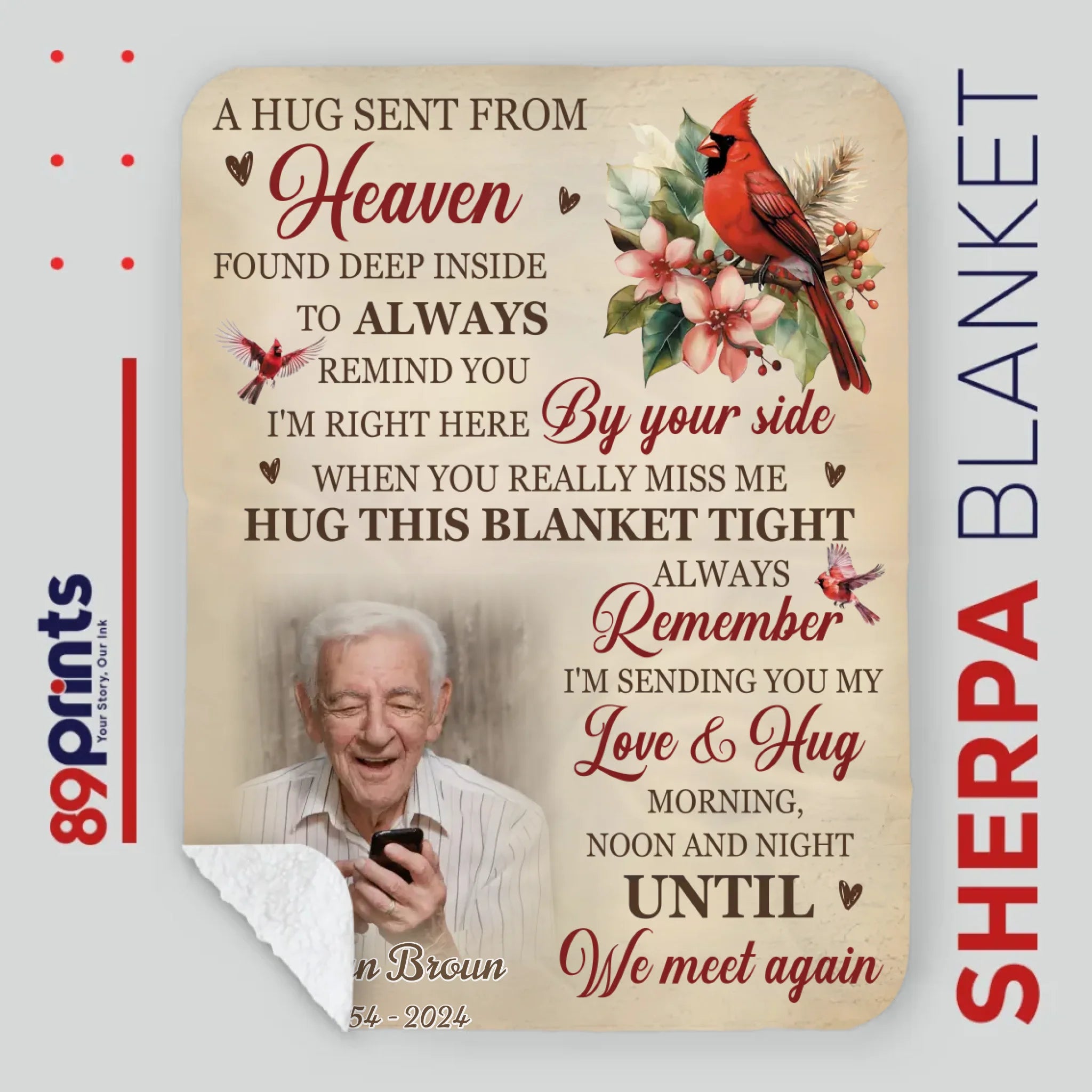 Personalized Memorial Blanket with Name and Photo – Custom Tribute Gift - 89Prints