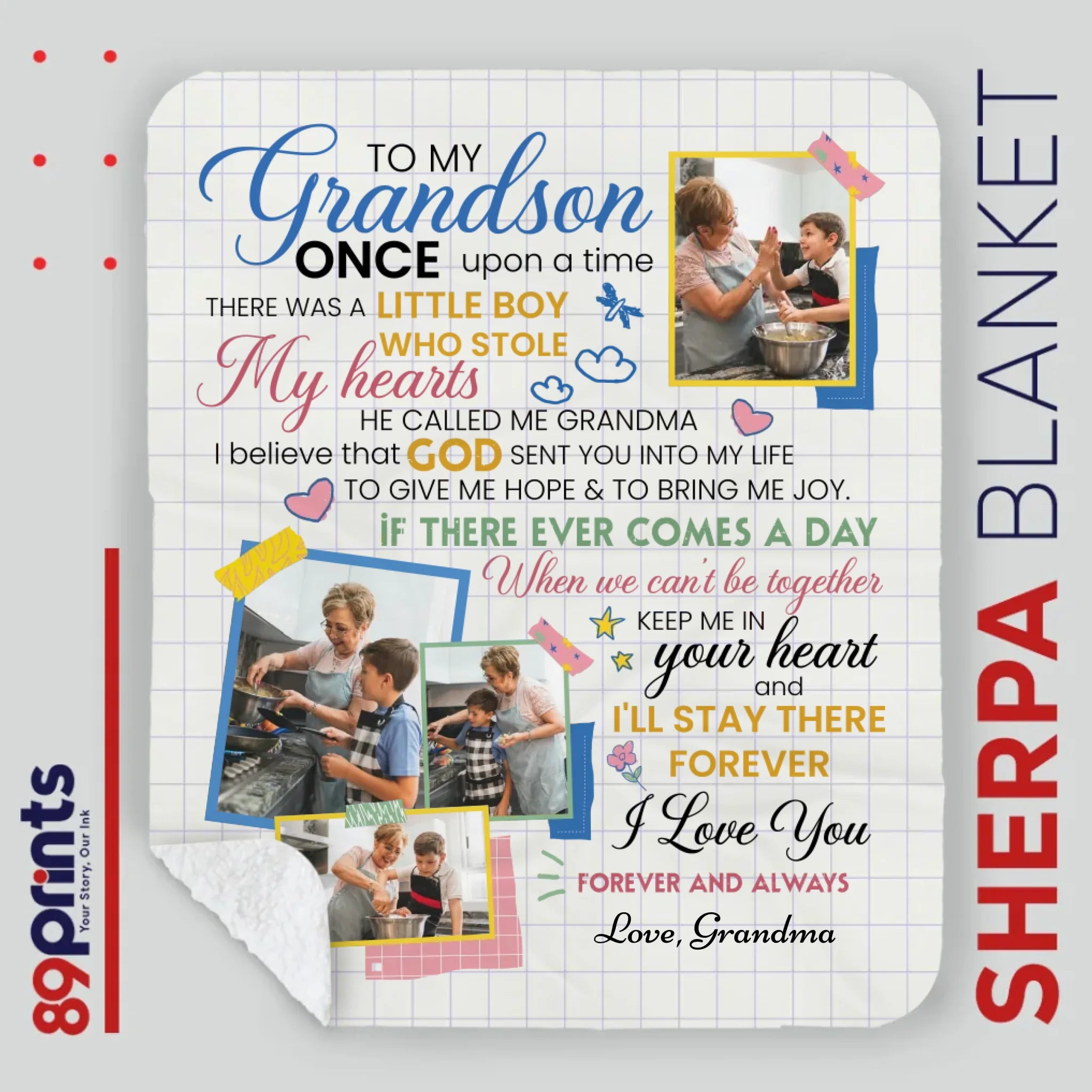 Personalized Blanket – To My Grandson with Photo & Heartfelt Message - 89Prints
