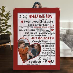 Personalized Blanket – To My Amazing Son with Photo - 89Prints