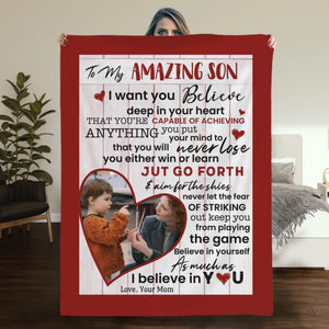 Personalized Blanket – To My Amazing Son with Photo - 89Prints