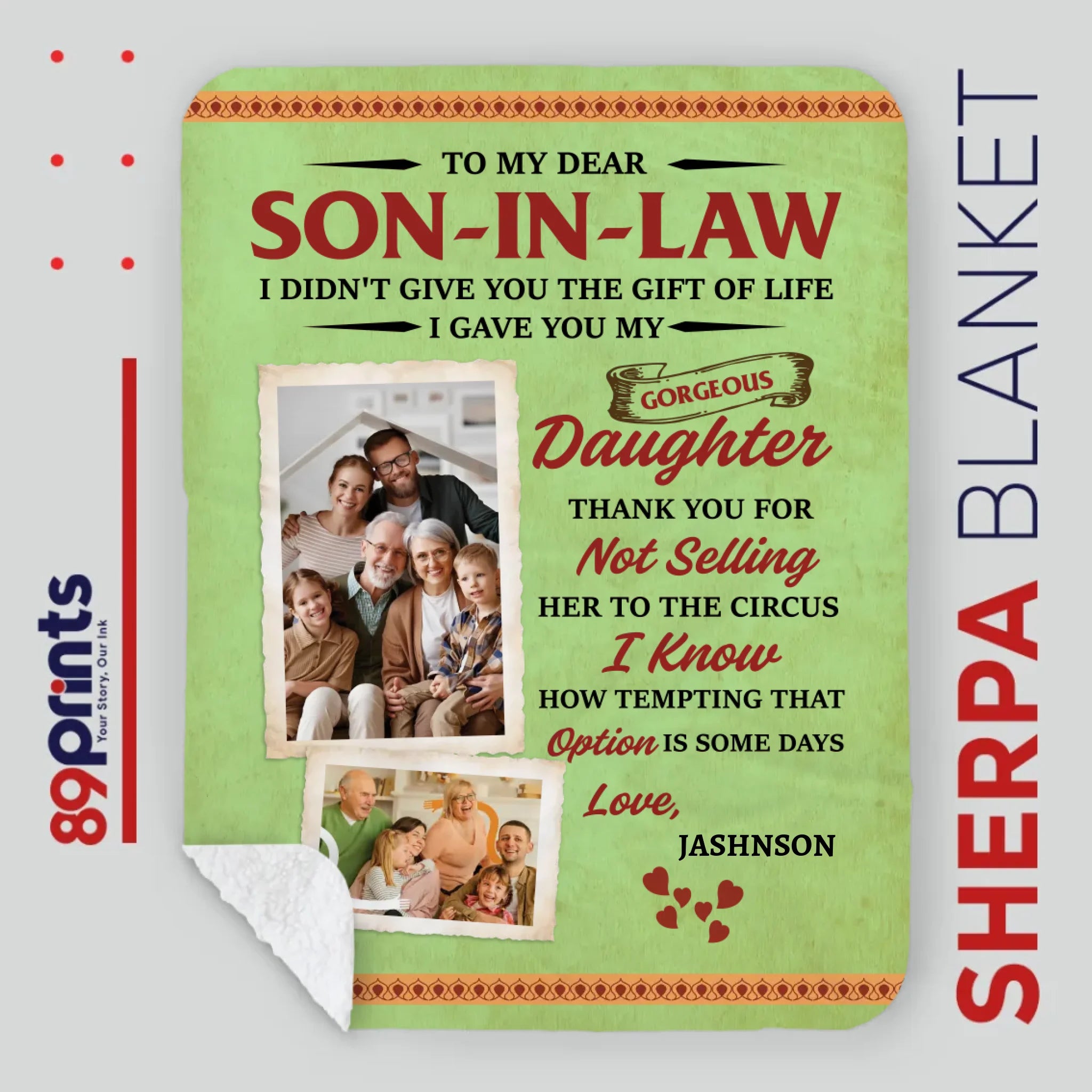 Personalized Blanket – A Funny Gift for Son-in-Law from Father-in-Law or Mother-in-Law - 89Prints