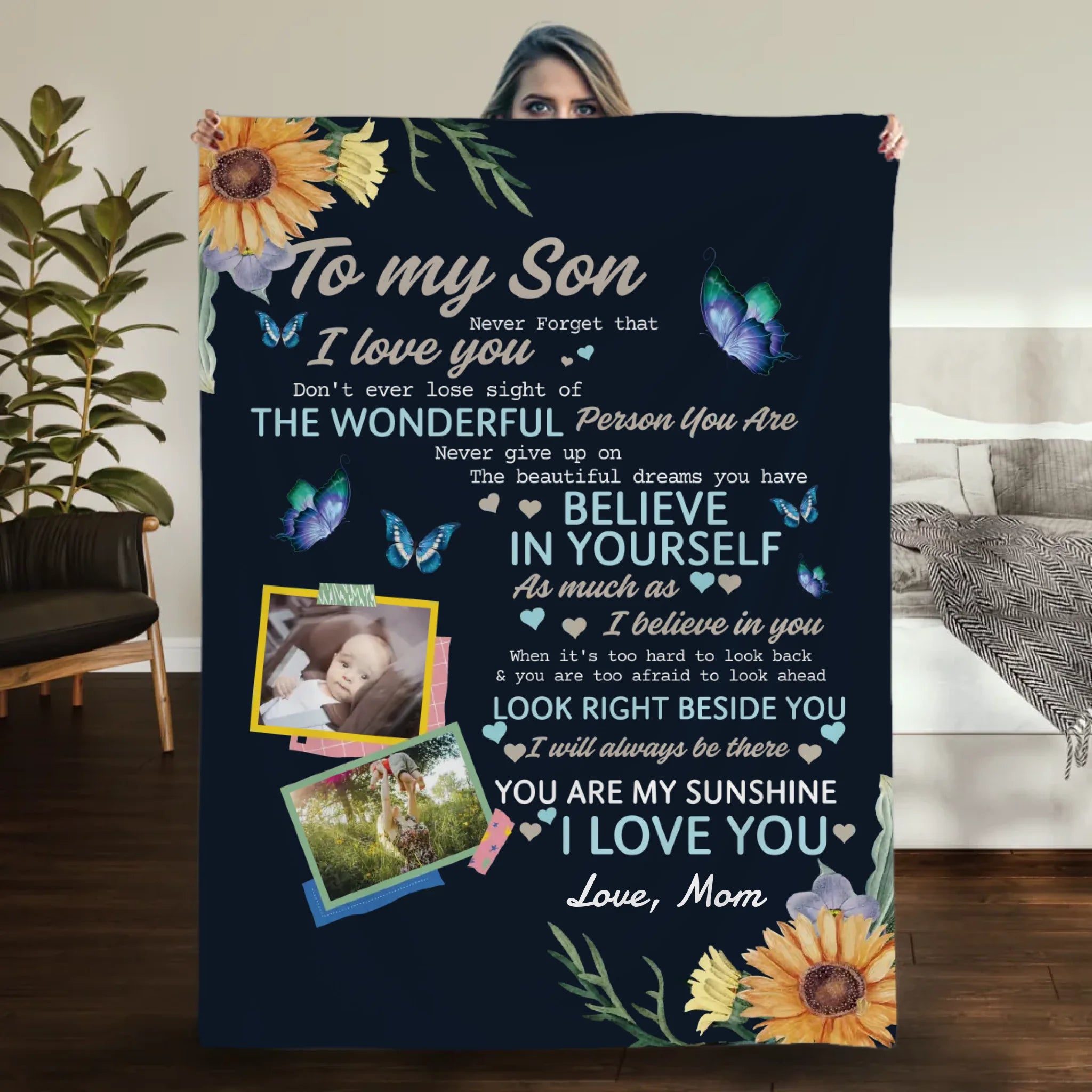 Personalized Blanket – Warm Words for a Wonderful Son - 89Prints