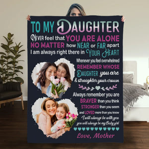 Personalized Blanket for Daughter – No Matter How Far, My Heart Is With You - 89Prints