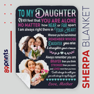 Personalized Blanket for Daughter – No Matter How Far, My Heart Is With You - 89Prints