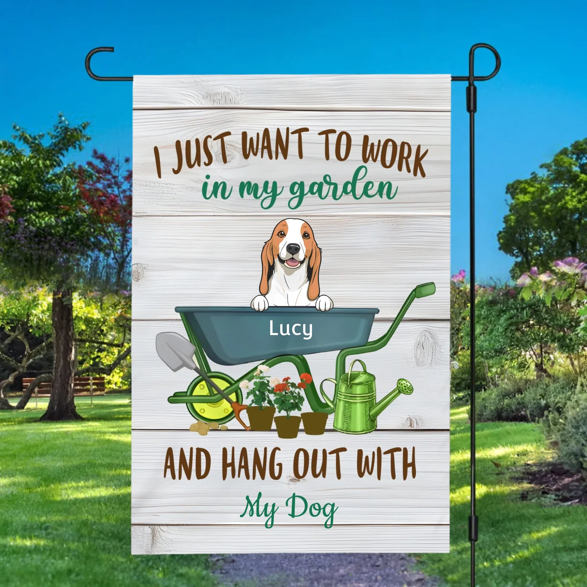 Garden Lover’s Custom Dog Flag – Choose Dog Icon & Add Personalization by 89Prints