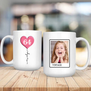 Personalized 64th Birthday Mug – Custom Photo Gift for 64 Year Old Mom or Dad – 89Prints