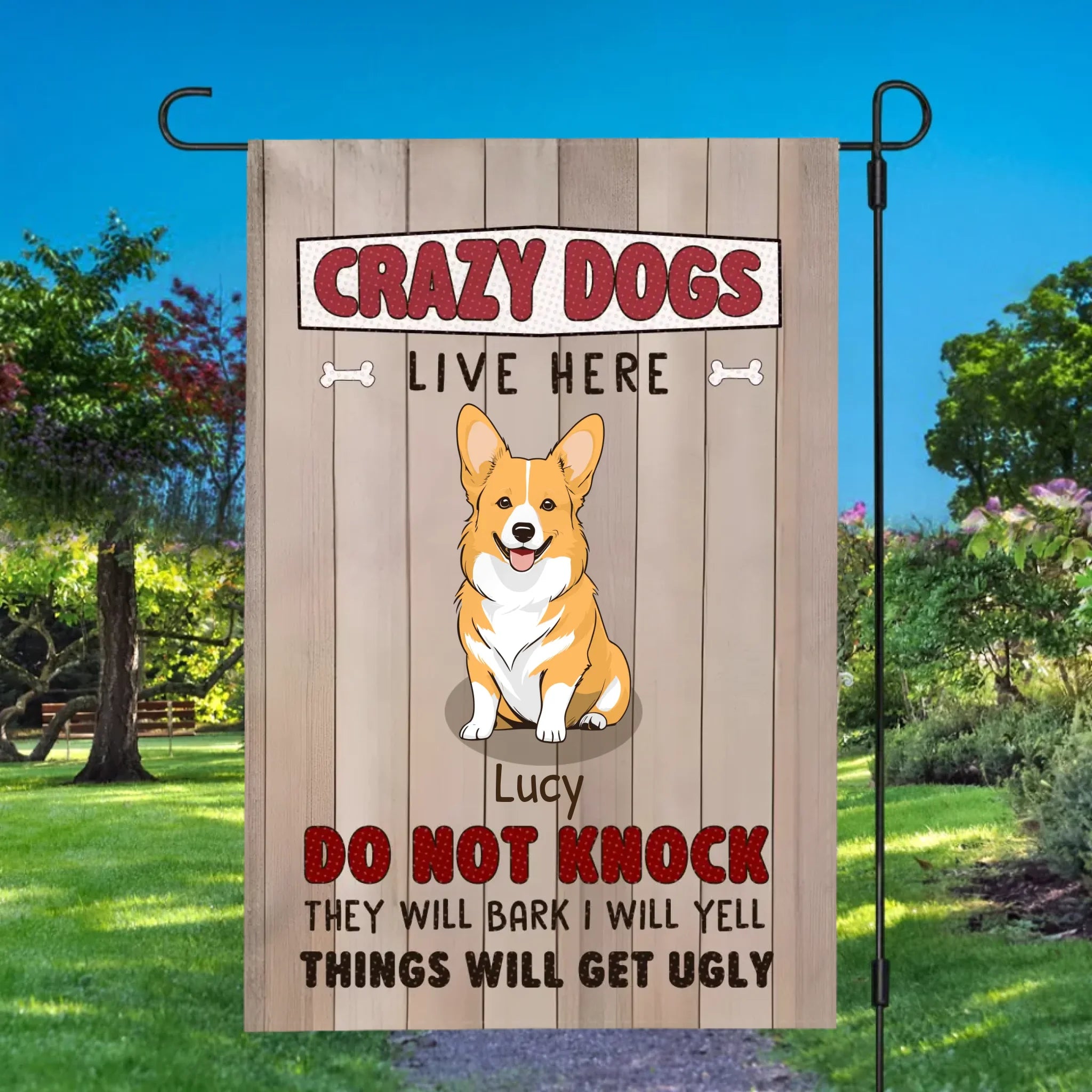 Personalize with Your Dogs’ Names at 89Prints | Crazy Dogs Live Here Flag