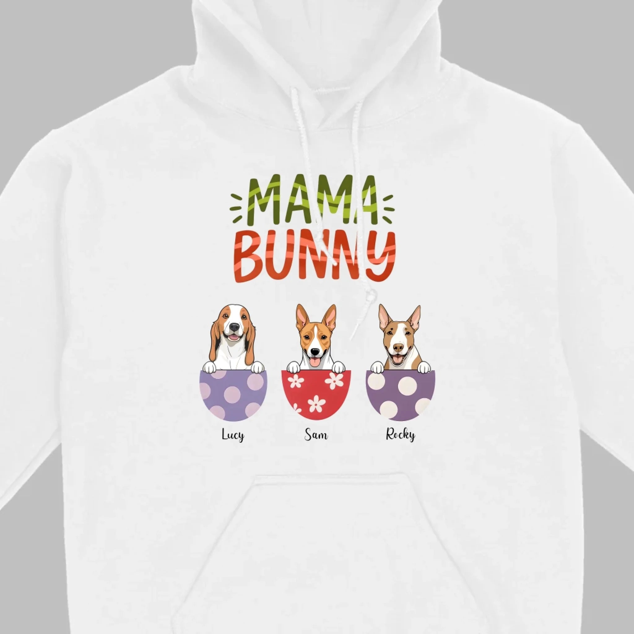 “Mama Bunny” Hoodie with Cute Dog Print – Comfy Pullover for Dog Lovers - 89Prints