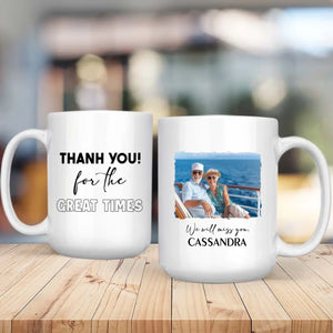 Retirement Mug Gift “Thank You for the Great Time” Wishing Happiness and Joy - 89Prints