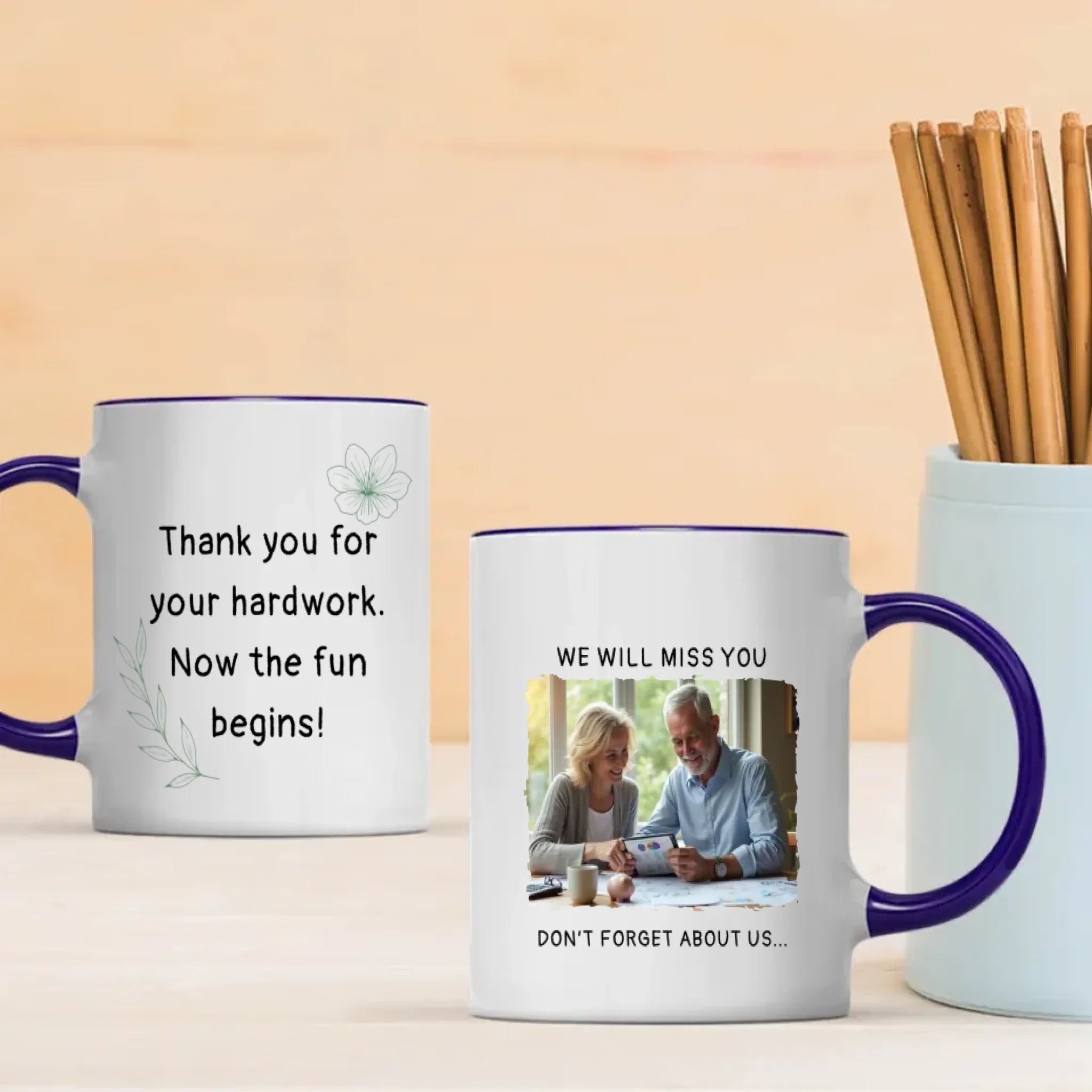 Personalized Retirement Mug Gift – “We Will Miss You” Custom Name & Photo Mug – 89Prints