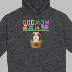 Easter Dog Lover Gift – “DOG MOM” Tee with Rainbow Letters and Eggs - 89Prints