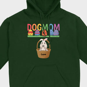Easter Dog Lover Gift – “DOG MOM” Tee with Rainbow Letters and Eggs - 89Prints