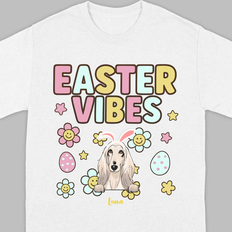 Custom Dog T-Shirt – Easter Vibes Graphic with Pet Name - 89Prints