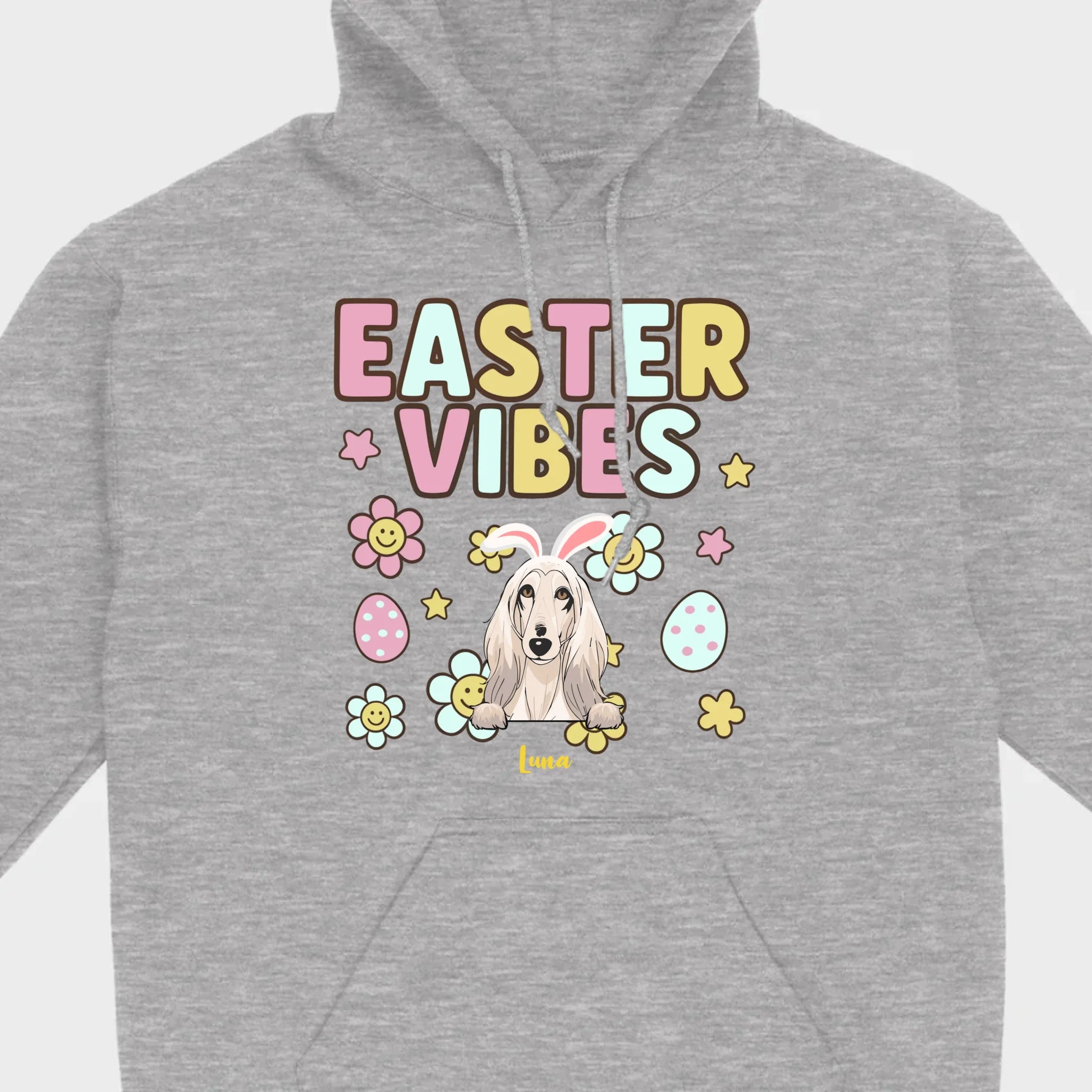 Custom Dog T-Shirt – Easter Vibes Graphic with Pet Name - 89Prints